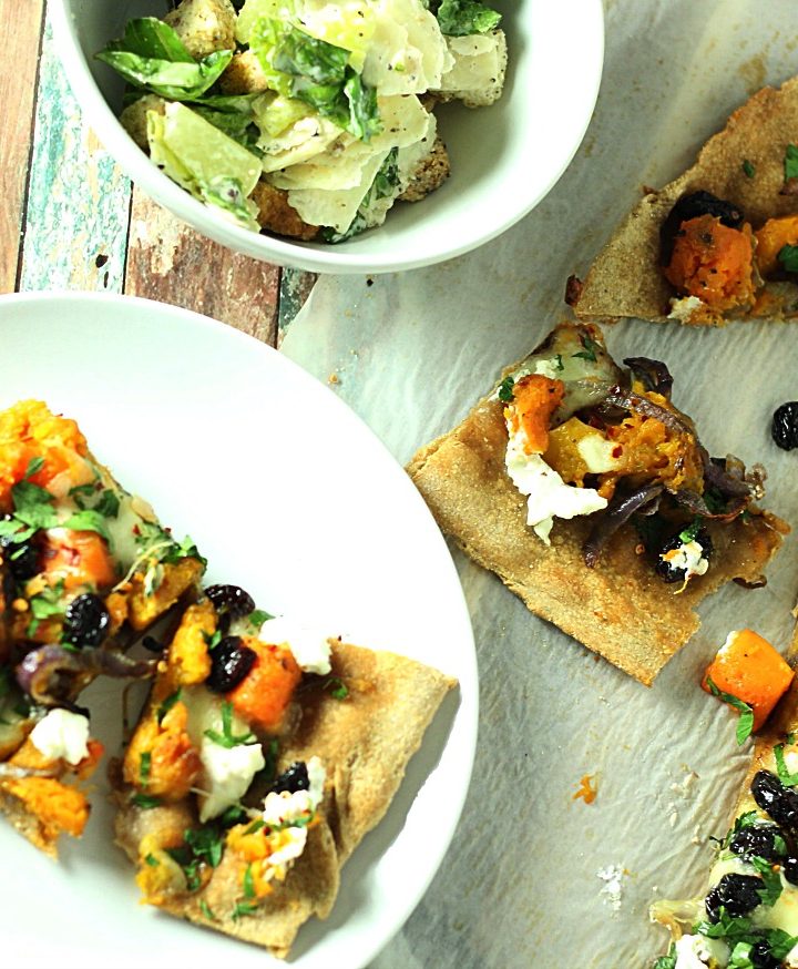 Caramelized Butternut Squash and Onion with Goat Cheese Pizza|www.mannaandspice.com