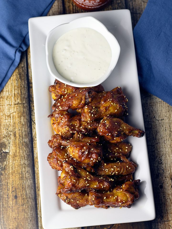 Baked Honey Sriracha Wings|www.mannaandspice.com