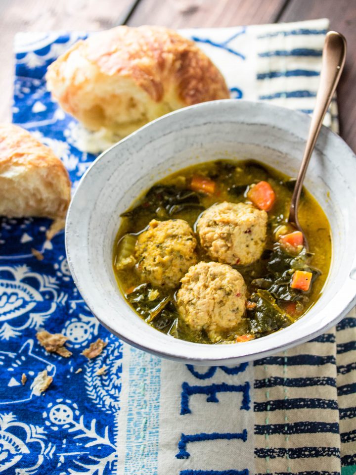 Instant Pot Chicken Meatball+Kale Soup| www.mannaandspice.com