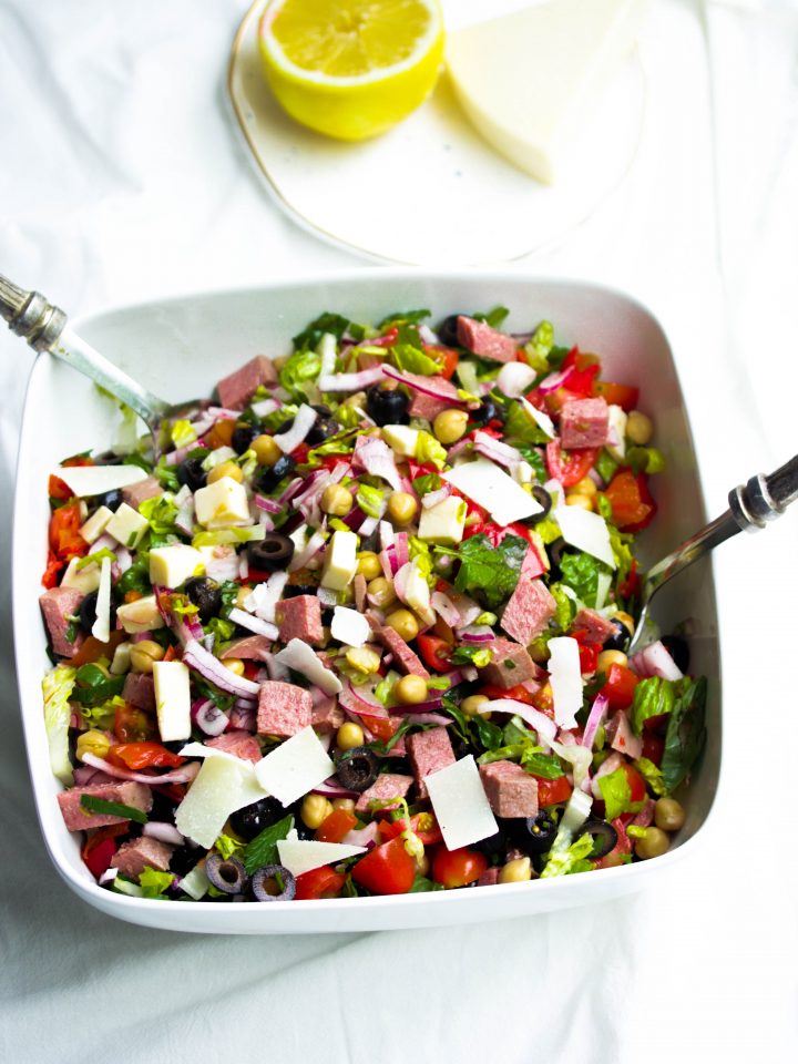 Summertime Chopped Antipasto Salad|www.mannaandspice.com